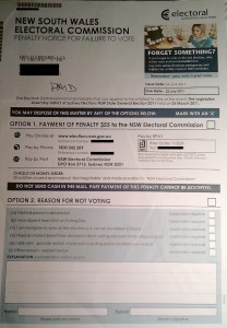 Spot the difference: payment for vote or fine for non-vote