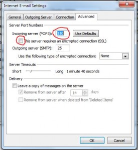 Insecure POP3 email connection in Office 2010